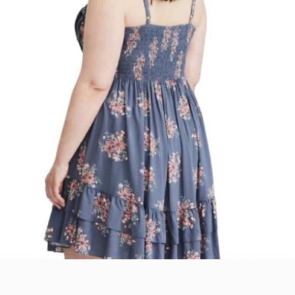 NWT Torrid Mini Blue Floral Ruffle Challis Tank Dress Plus Size: 1X (14/16) - Picture 2 of 3